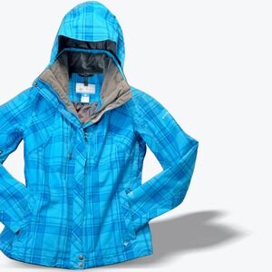 Columbia Whirlibird Interchange Jacket Womens Med Plaid Omni-Tech 2 of 3 Layers